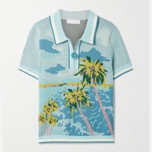 Zimmermann CIRA JACQUARD-KNIT COTTON POLO SHIRT IN MULTI